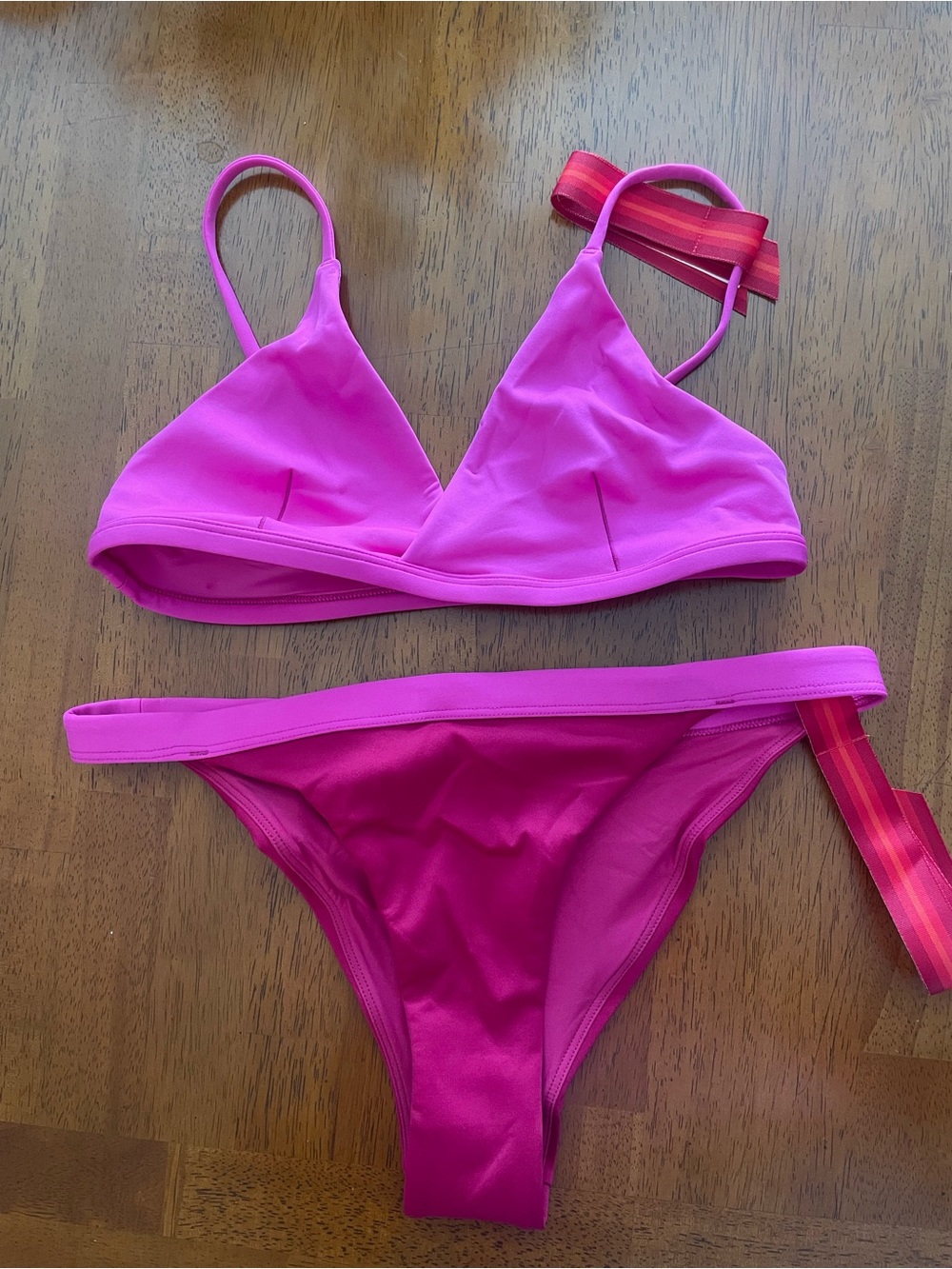 Left On Friday Hot Pink Triangle Bikini Set